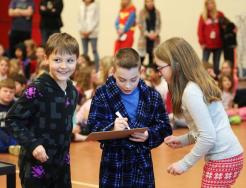 Bittersweet School students brainstorm during an ISTEP prep question during a segment called, "Are You Smarter than a High School Student?"