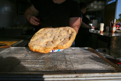 Grilled food on a barbecue grill.