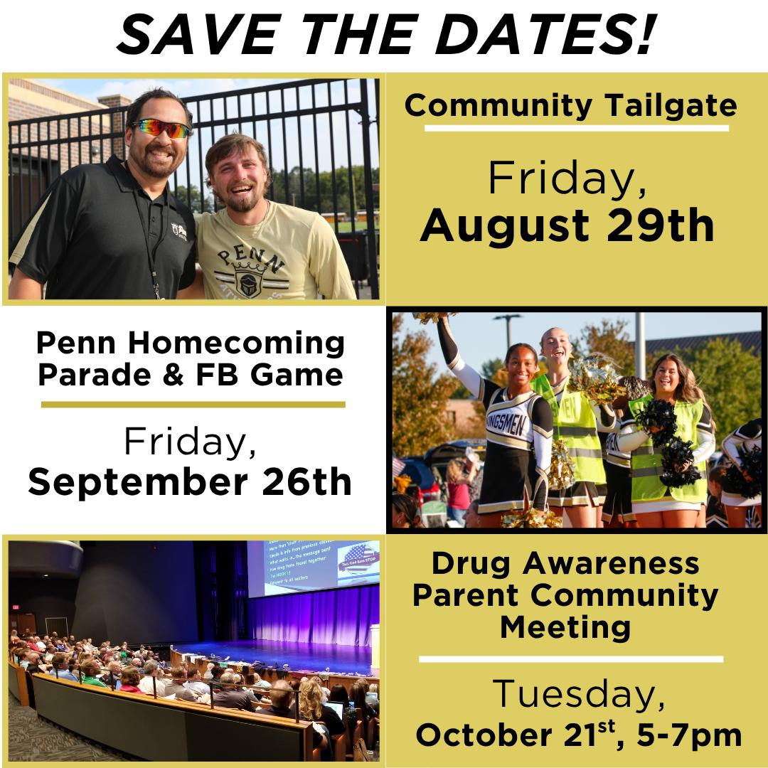 π
We know there's a lot of events coming up so we wanted to put a few on your radar. More details to come, stay tuned!
β‘οΈ Friday, August 29th, Community Tailgate
β‘οΈ Friday, September 26th, Homecoming Parade & Game
β‘οΈ Friday, October 21st, Drug Awareness Parent Community Meeting