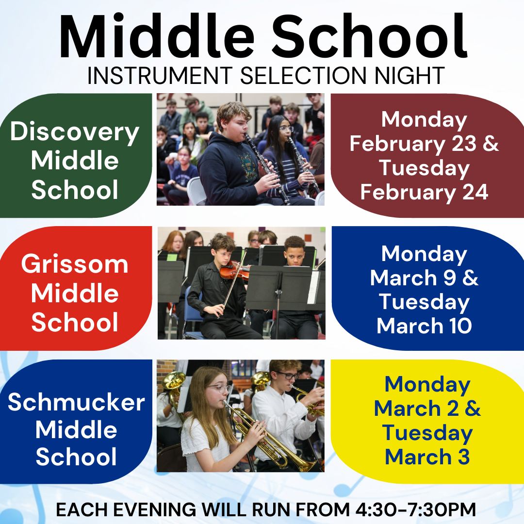 🚨ATTENTION PHM 5TH GR. FAMILIES🚨

🤔Did you know learning to play a musical instrument helps students build critical thinking and problem solving skills?🤓

🎷MUSIC INSTRUMENT SELECTION NIGHTS🎻
📅Coming up starting the end of February
🏫Check with your elementary school to know which middle school selection night to attend. 
📲Details --> https://www.phmschools.org/2026/02/05/2026-instrument-selection-night/

🎼“Start young, play for life!” #PHMExcellence🎺🥁🎸🪉🎹