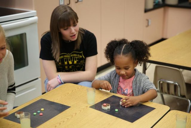 Penn student working with a child during Penn Playschool (2018)