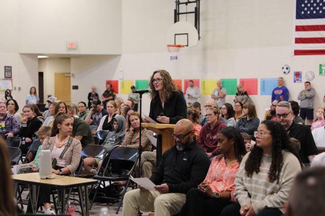 Principal Shonda Masterson speaking at PHM Board meeting