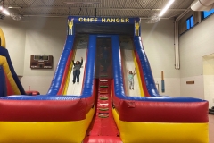 This is an indoor bounce house set up for a carnival event.
