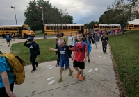 Children walking to school on first day of kindergarten at P-H-M schools.